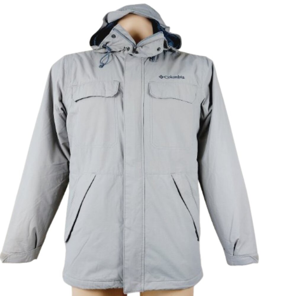 Columbia Men's Light Grey Long Sleeve Hooded Full-Zip Windbreaker Jacket Size S